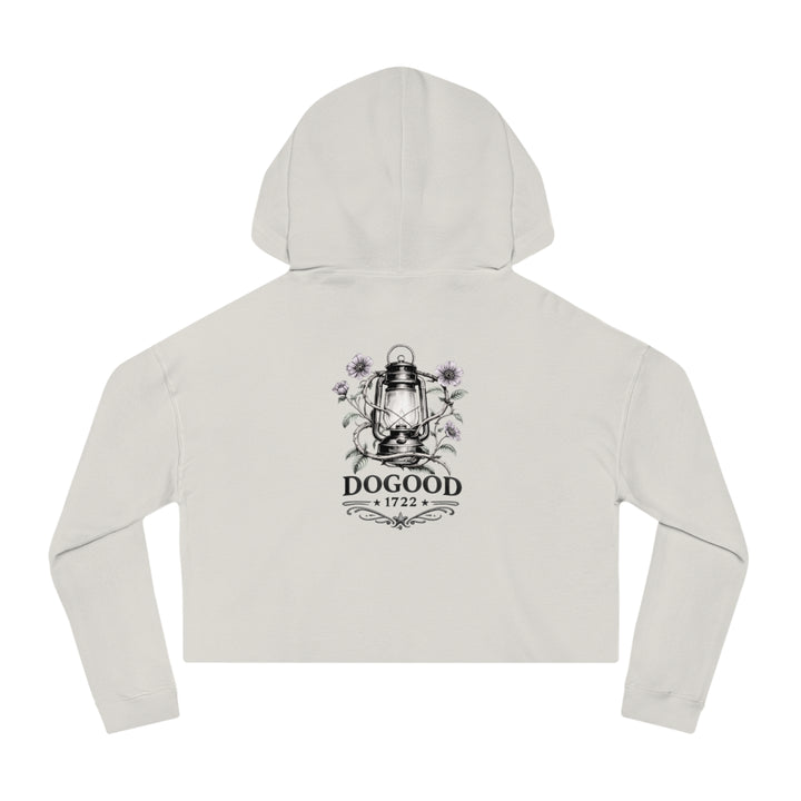 Vintage Dog Mom Cropped Hoodie — "Just Me and My Fur Missiles" Graphic