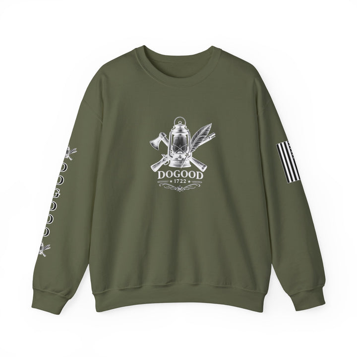 Dogood 1722 Crewneck Sweatshirt — Patriotic American Flag Design, “It’s Time For A New Party” Back Graphic