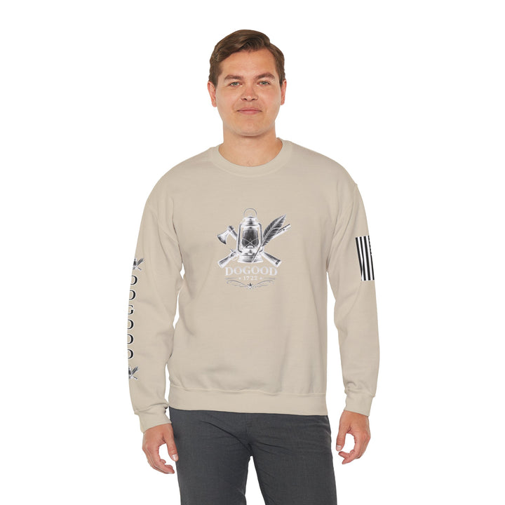 Dogood 1722 Crewneck Sweatshirt — Patriotic American Flag Design, “It’s Time For A New Party” Back Graphic