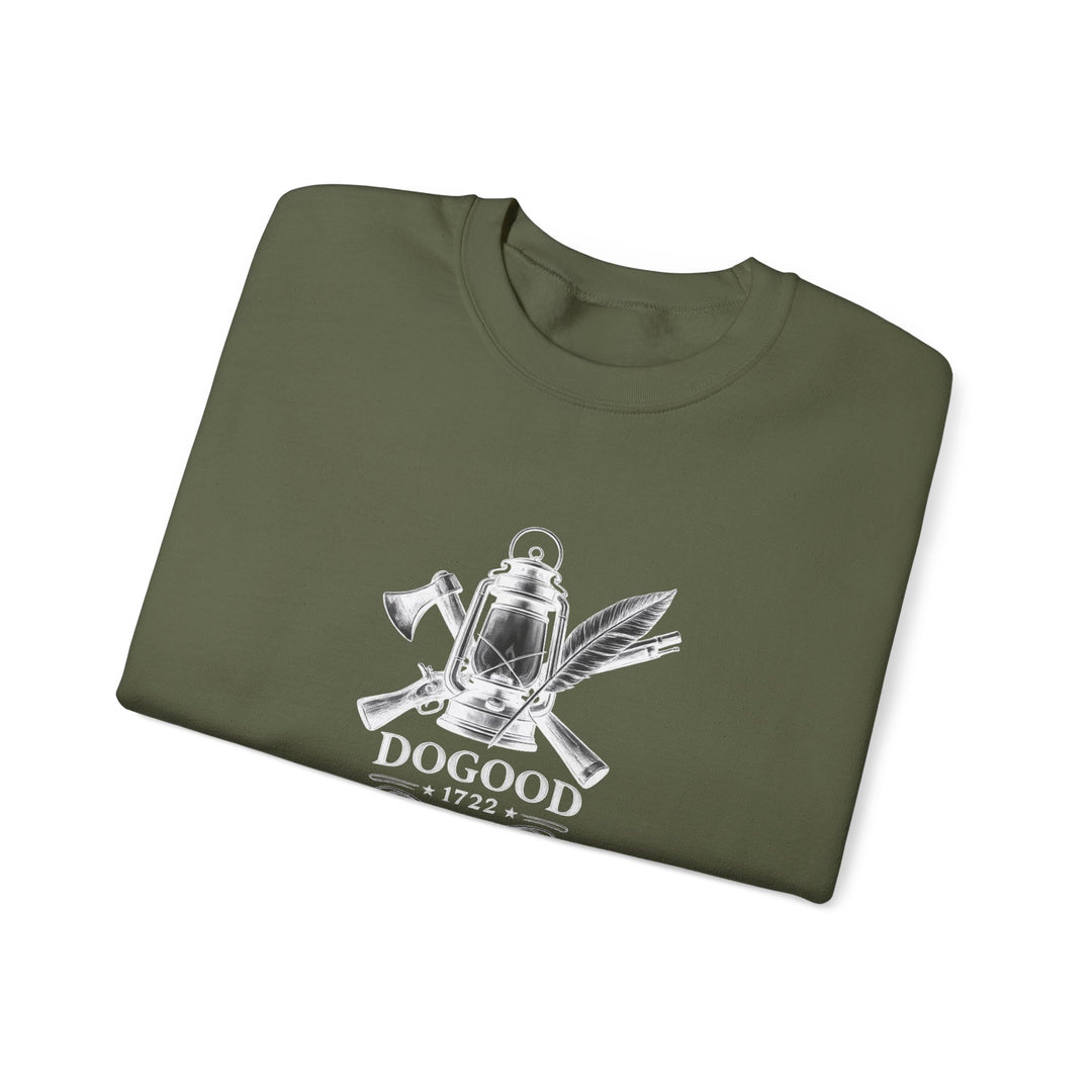 Dogood 1722 Crewneck Sweatshirt — Patriotic American Flag Design, “It’s Time For A New Party” Back Graphic