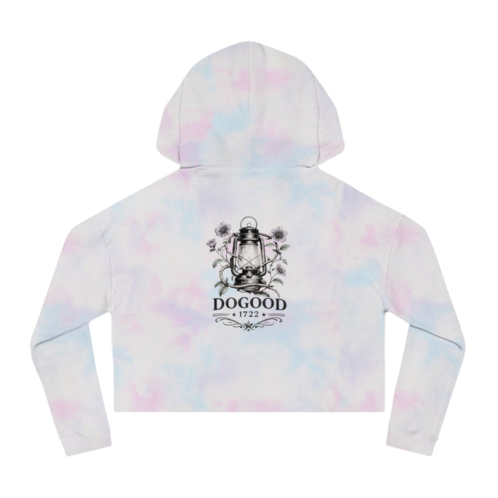 Vintage Dog Mom Cropped Hoodie — "Just Me and My Fur Missiles" Graphic