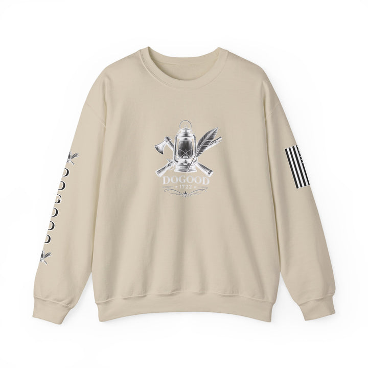Dogood 1722 Crewneck Sweatshirt — Patriotic American Flag Design, “It’s Time For A New Party” Back Graphic