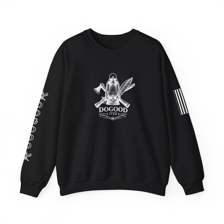 Dogood 1722 Crewneck Sweatshirt — Patriotic American Flag Design, “It’s Time For A New Party” Back Graphic