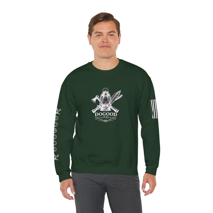 Dogood 1722 Crewneck Sweatshirt — Patriotic American Flag Design, “It’s Time For A New Party” Back Graphic