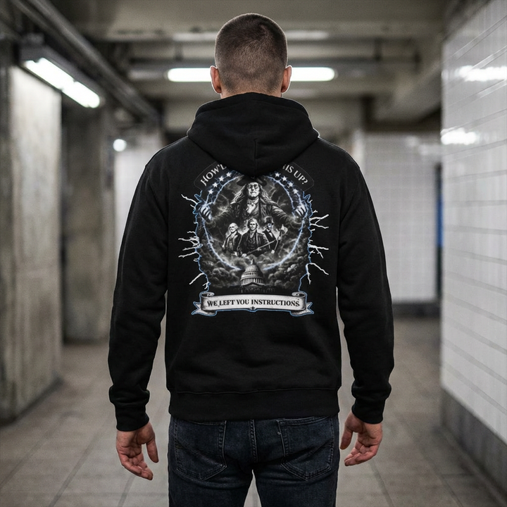 Mens Lane Seven— "We left Instructions!!" Streetwear Hoodie Pullover