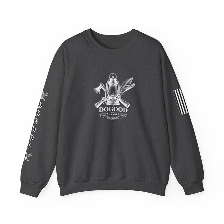 Dogood 1722 Crewneck Sweatshirt — Patriotic American Flag Design, “It’s Time For A New Party” Back Graphic