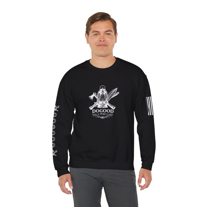 Dogood 1722 Crewneck Sweatshirt — Patriotic American Flag Design, “It’s Time For A New Party” Back Graphic