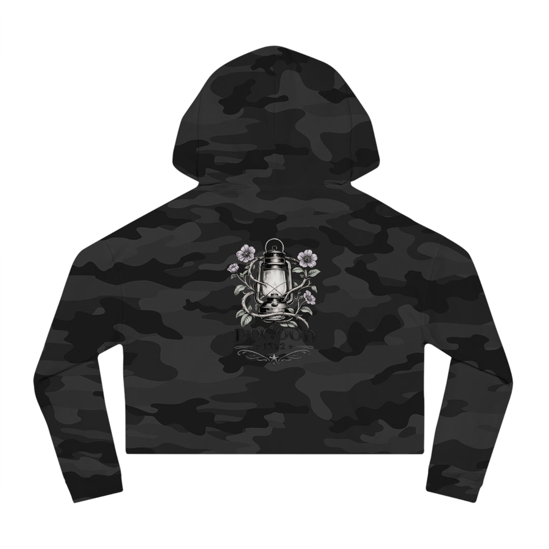Vintage Dog Mom Cropped Hoodie — "Just Me and My Fur Missiles" Graphic